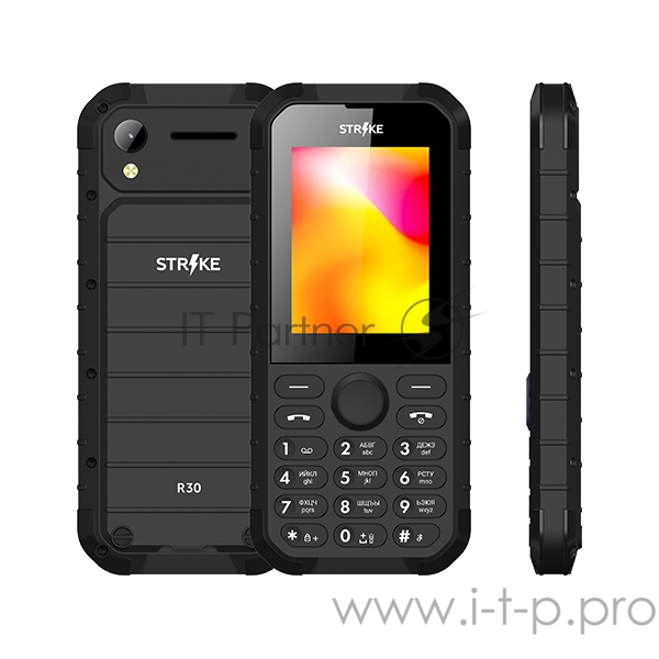 Мобильный телефон Strike R30 Black+Green MTK 6261D, 0, 260 MHz, 32 Mb, 32 Mb, 2G GSM 900/1800 мГц, Bluetooth Версия 2.1 Экран: 2.8 , 240*320, TFT, Защита корпуса IP_68 Основная камера: 0.3 MP, инт. отсутствует, FF, 2, Пластик, F=2.8, угол обзора62, в