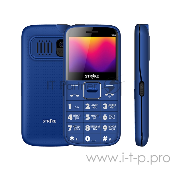 Мобильный телефон Strike S20 Blue SC6531E, 0, MOCOR, 32 Mb, 32 Mb, 2G GSM 850/900/1800/1900, Bluetooth Версия 2.1, GPS GPS Экран: 2.31, 240*320, TFT, стекло 2,5d Основная камера: 0.3 MP, инт. отсутствует, FF, 1, Стекло, F=2.8, угол обзора64 Фронтальн