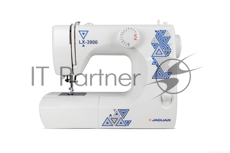 Швейная машина Jaguar LX-3900 12 операций, вертикальный челнок, петля в полуавтоматическом режиме в 4 приема, автоматический нитевдеватель, максимальная ширина зигзага -5 мм и длина стежка 5 мм, регулировка натяжения верхней нити, автоматическая намо