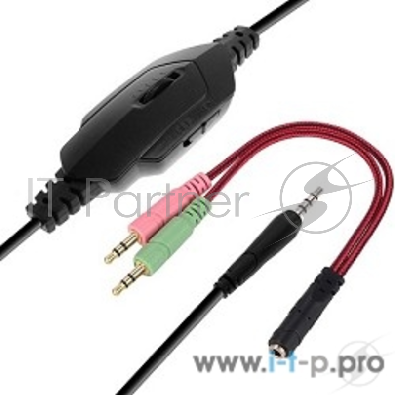 Наушники CROWN CMGH-101T Black&red (Подключение jack 3.5мм 4pin+ адаптер 2*jack spk+mic,Частотныи? диапазон: 20Гц-20,000 Гц ,Кабель 2.1м,Размер D 250мм, регулировка громкости, микрофон на ножке)
