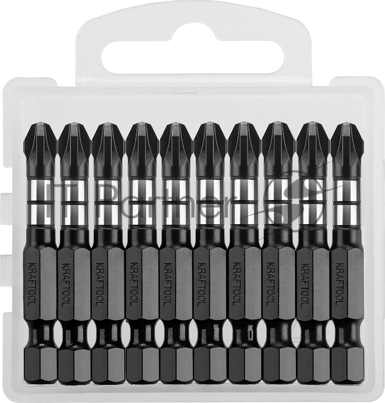 Биты KRAFTOOL Impact Pro, Pozidriv, тип хвостовика E 1/4, PZ3, 50мм, 10шт, 26193-3-50-S10