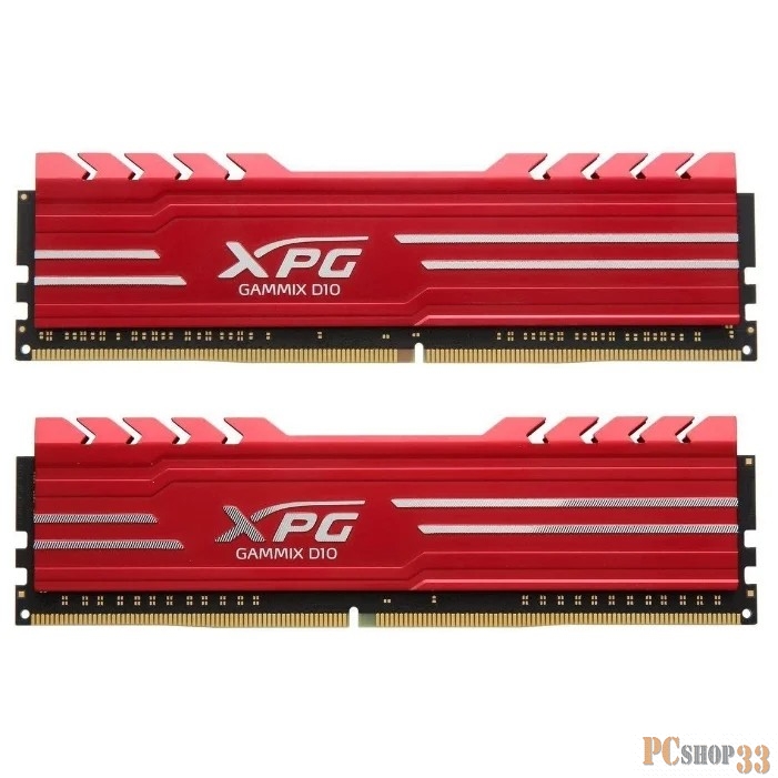 16GB ADATA DDR4 3200 DIMM GAMMIX D10 Red Gaming Memory AX4U320038G16A-DR10 Non-ECC, CL16, 1.35V, 1024x8, Kit (2x8GB), RTL