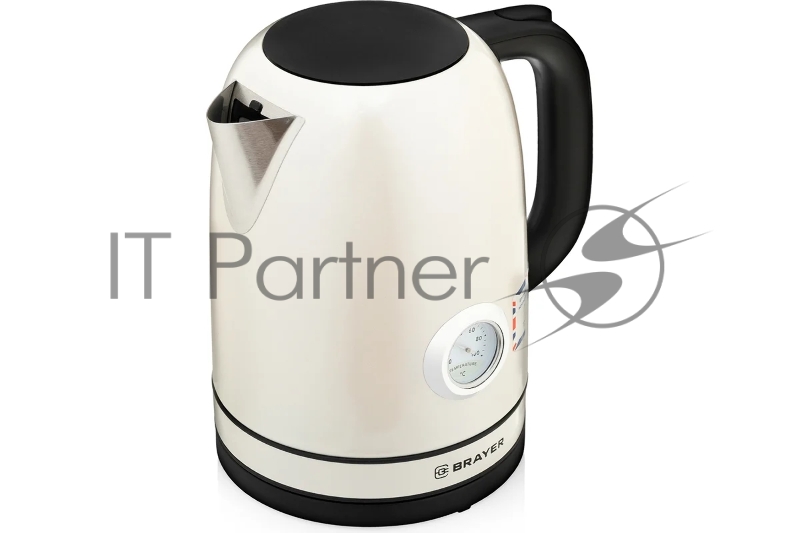 1005BR-YE Чайник электрический BRAYER. 2200Вт, STRIX, сталь окраш, термометр,роз.