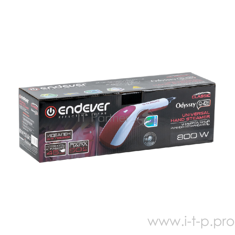 Отпариватель для одежды ручной Endever Odyssey белый/красный, 800 Вт, Q-426