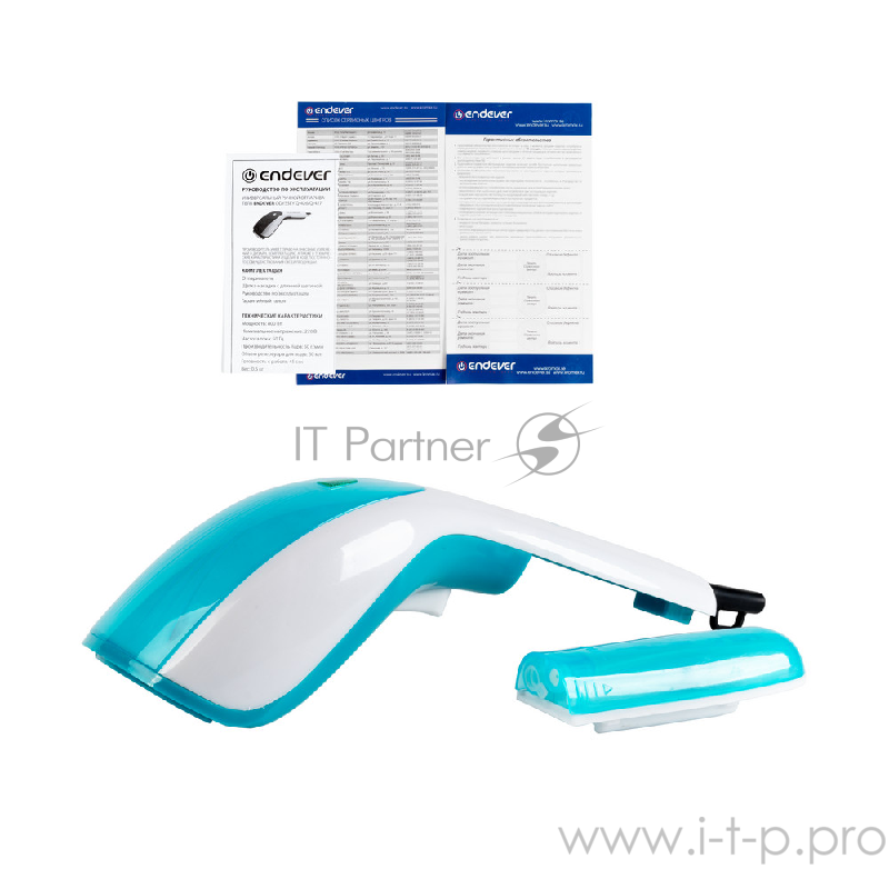 Отпариватель для одежды ручной Endever Odyssey белый/голубой, 800 Вт Q-427