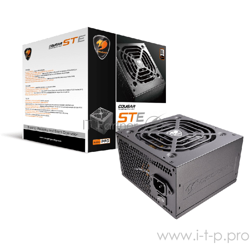 Блок питания Cougar STE 500 Блок питания STE 500 (Разъем PCIe-2шт,ATX v2.31, 500W, Active PFC, 120mm Fan) STE500 Retail