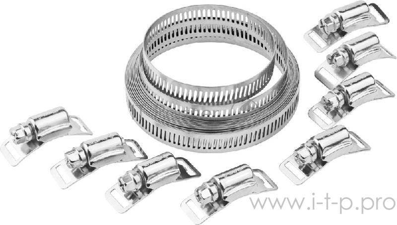 Набор Зубр ЭКСПЕРТ хомут универсальный, нержавеющий, 3мх12,7мм, 8 замков 37815-H8