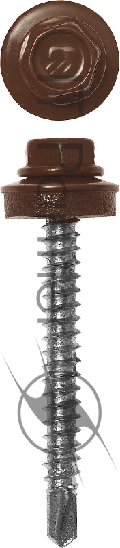 Саморезы Зубр для крепления кровельных материалов к деревянной обрешетке, цвет RAL 8017 шоколадно-коричневый, оцинкованный, 4,8x35мм, 380шт 4-300315-48-035-8017