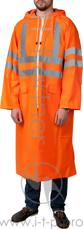 Нейлоновый плащ-дождевик на молнии ЗУБР, сигнальный цвет, р. 52-54 11617-52