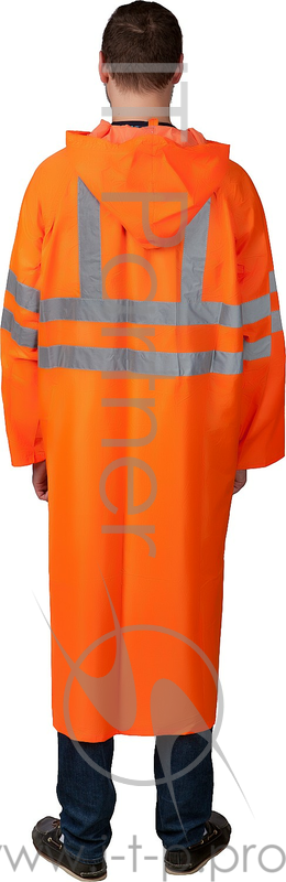 Нейлоновый плащ-дождевик на молнии ЗУБР, сигнальный цвет, р. 52-54 11617-52