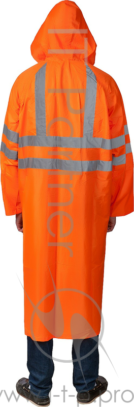 Нейлоновый плащ-дождевик на молнии ЗУБР, сигнальный цвет, р.56-58 11617-56