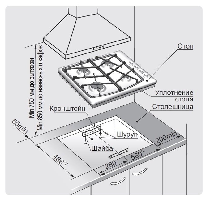 Варочная поверхность газовая GEFEST СН 1211 К21, эмалированная сталь, черная