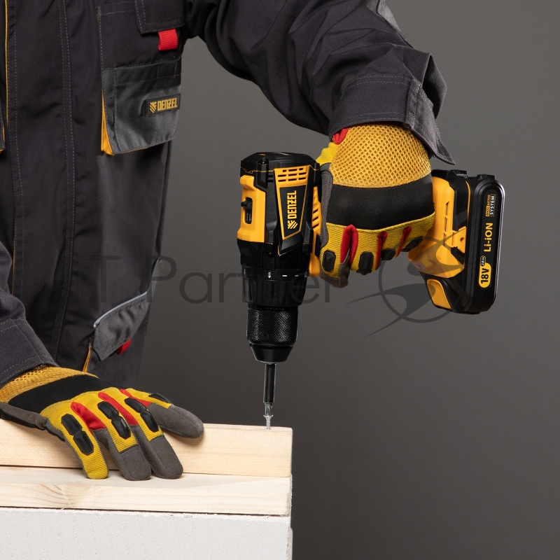 Дрель-шуруповерт аккумуляторная бесщет DENZEL BLDL-IB-18-02 Li-Ion 18 В 15 Ач 2 акк 26121