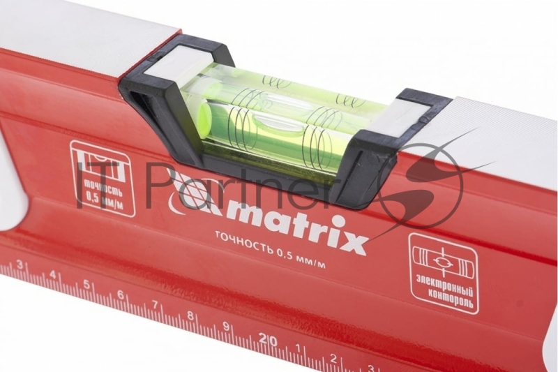 Уровень алюминиевый MATRIX 34732, магнит фрезерованный, 3 глазка 2 комп, рукоятки, 800 мм