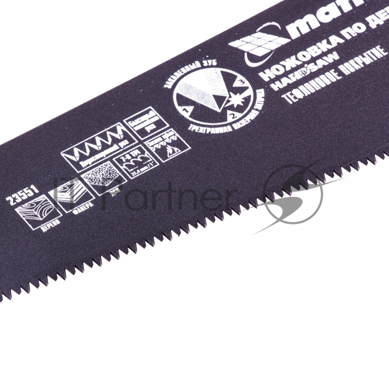 Ножовка по дереву MATRIX 23551, 500 мм, 7-8 TPI, зуб-3D, каленый зуб, тефлоновое покрытие полотна, 2-х комп..рук-ка