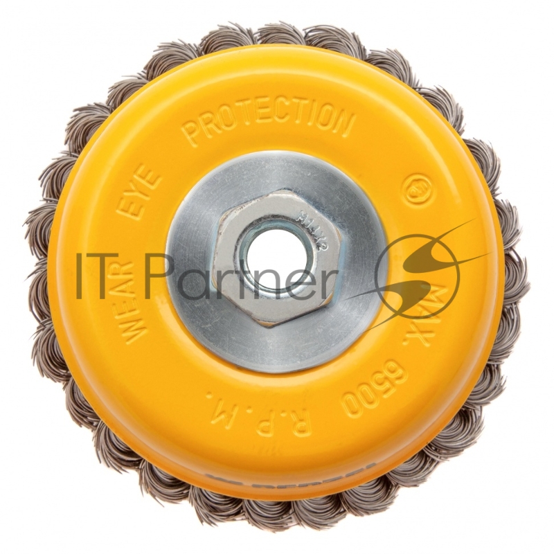 Щетка для УШМ DENZEL 125 мм, Чашка , крученая нержавеющая проволока 0,5 мм, М14 746273