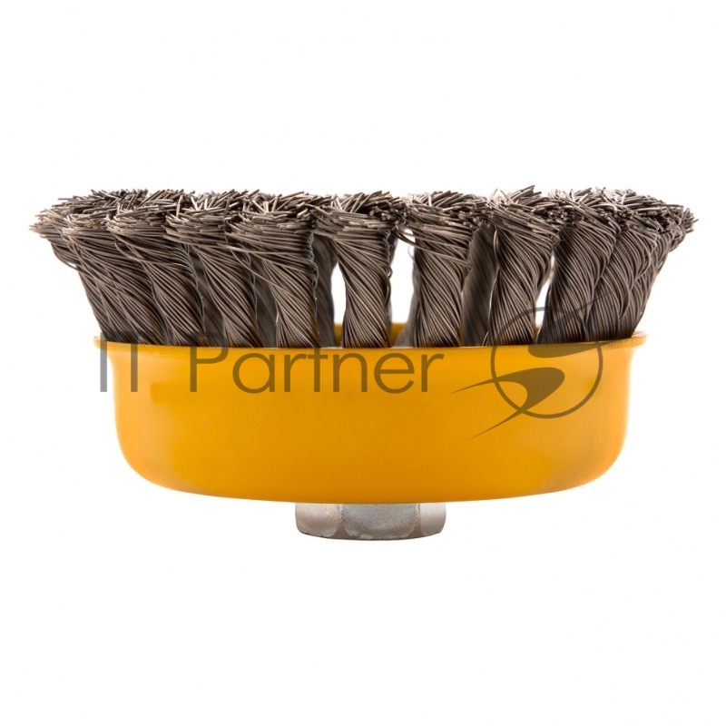 Щетка для УШМ DENZEL 125 мм, Чашка , крученая нержавеющая проволока 0,5 мм, М14 746273