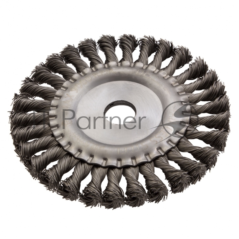 Щетка для УШМ DENZEL 150 мм, Плоская , крученая нержавеющая проволока 0,5мм 746343