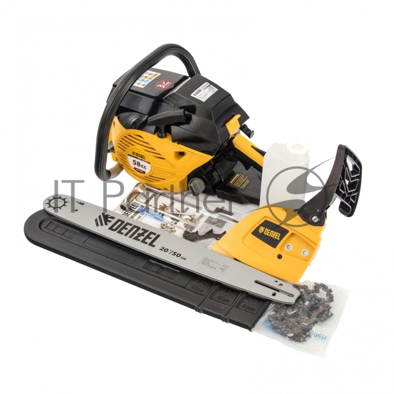 Пила цепная бензиновая Denzel DENZEL DGS-5820, шина 50 см, 58см3, 4,1 л.с., шаг 0,325, паз 1,5 мм,