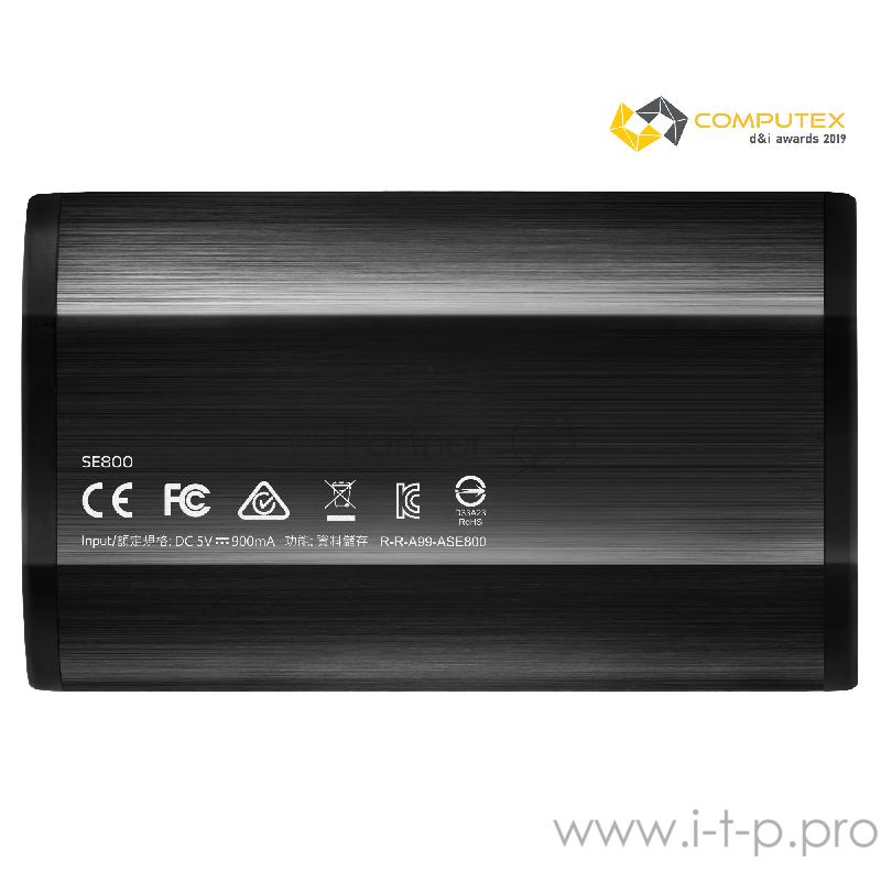 Накопитель внешний 1.8 1TB ADATA SE800 Black External SSD ASE800-1TU32G2-CBK USB 3.2 Gen 2 Type-C, 1000R, USB 3.2 Type-C to C cable,USB 3.2 Type-C to A cable, Quick Start Guide, Tough-IP68 dustproof and waterproof, Military-Grade shockproof, RTL