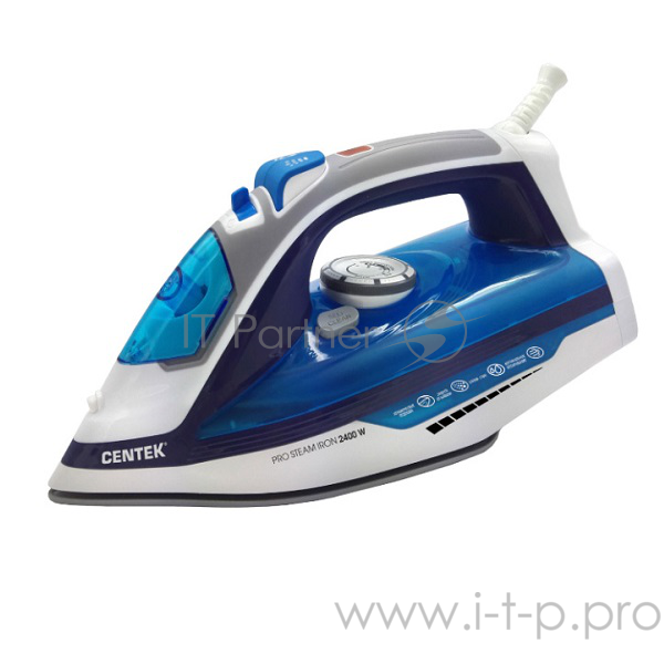 Утюг Centek CT-2350 BLUE (синий) 2400Вт, КЕРАМИЧЕСКАЯ подошва, ВЫСОКАЯ МОЩНОСТЬ, 300 мл