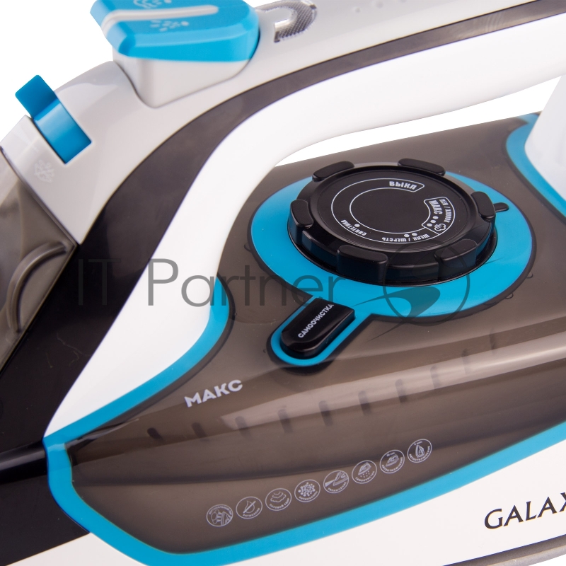 Утюг GALAXY GL 6107 2800 Вт, керамическое покрытие подошвы, уплотнитель крышки резервуара, функции: «автоотключение», «самоочистка», «антикапля», «антинакипь», индикатор автоотключения, указатель максимального уровня воды,