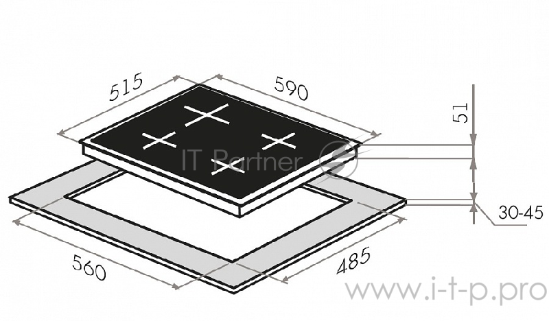 Газовая варочная панель MAUNFELD EGHG.64.2CBGG