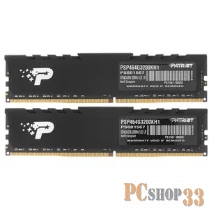 Модуль памяти DDR 4 DIMM 64Gb (16Gbx2) PC25600, 3200Mhz, PATRIOT Signature (PSP464G3200KH1) (retail)