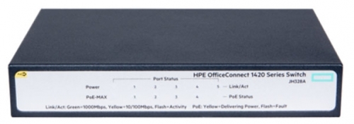 Сетевое оборудование HP JH328A Коммутатор HPE 1420 5G PoE+ неуправляемый 19U 5x10/100/1000BASE-T