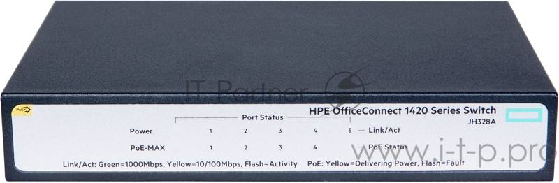 Сетевое оборудование HP JH328A Коммутатор HPE 1420 5G PoE+ неуправляемый 19U 5x10/100/1000BASE-T