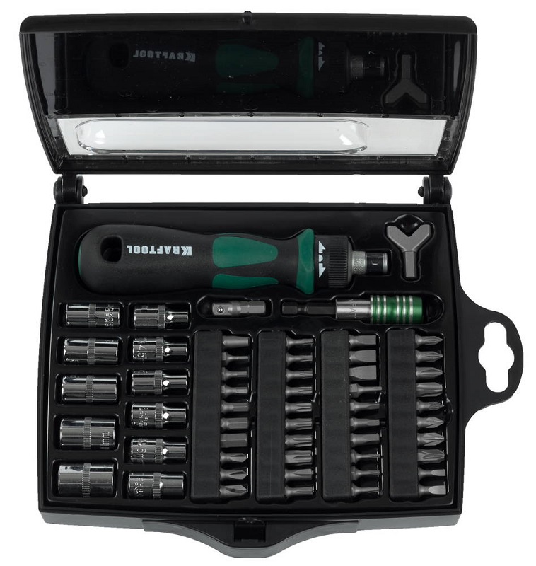 Отвертка KRAFTOOL EXPERT 25554-H55 реверсивная. с битами. 55шт