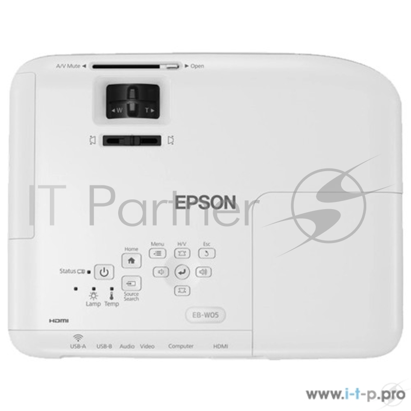 Проектор Epson EB-W05 V11H840040 {LCD, 16:9, 1280x800, 3300 ANSI, 15000:1, HDMI, USB, 1x2W, 2.5kg, White}
