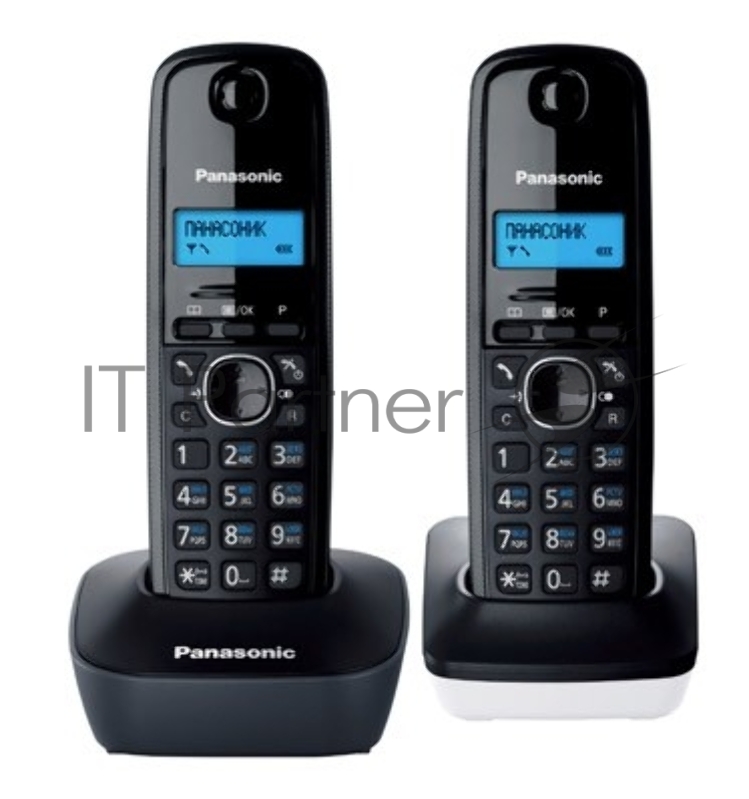Радиотелефон Panasonic KX-TG1612RU1, DECT, с опред.номера, черный + доп.трубка, черно-белый