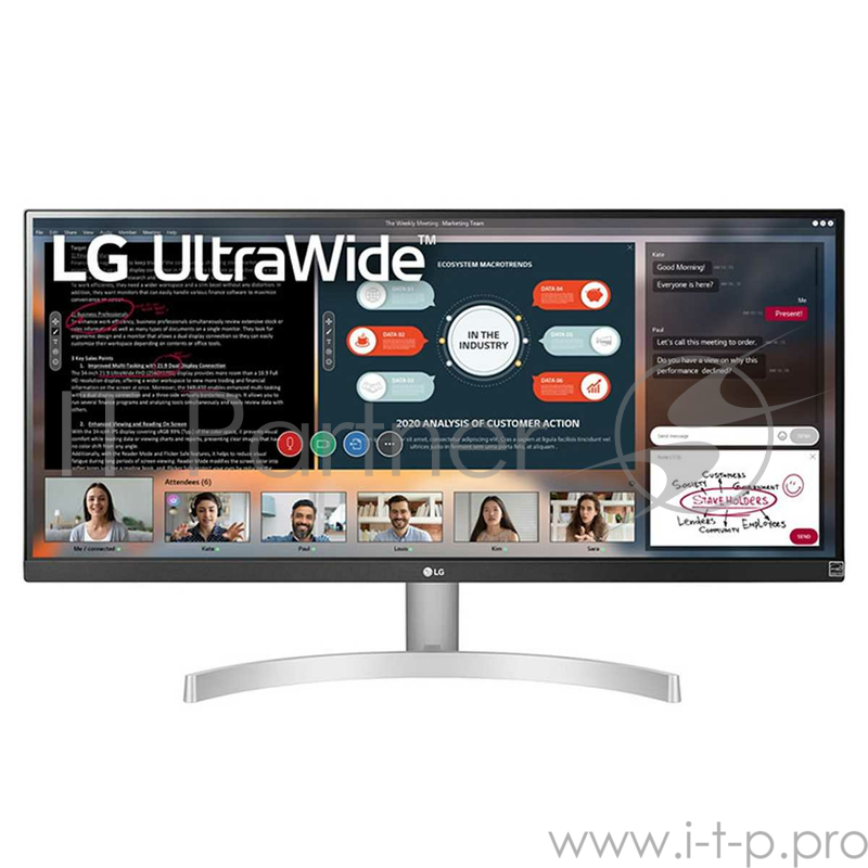 Монитор LG 29 UltraWide 29WN600-W белый IPS LED 21:9 HDMI M/M матовая 250cd 178гр/178гр 2560x1080 DisplayPort FHD 4.7кг
