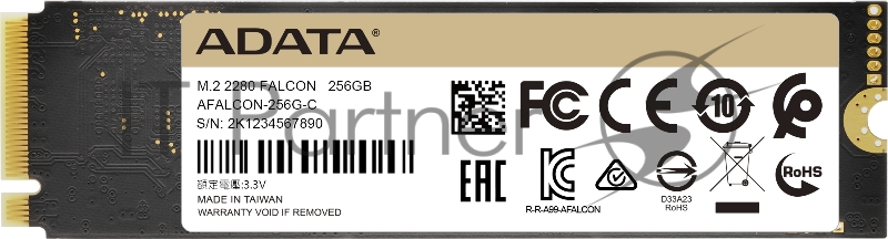 M.2 2280 256GB ADATA FALCON Client SSD AFALCON-256G-C PCIe Gen3x4 with NVMe, 3000/900, IOPS 100/130K, MTBF 1.8M, 3D TLC, 150TBW, 0.321DWPD, RTL