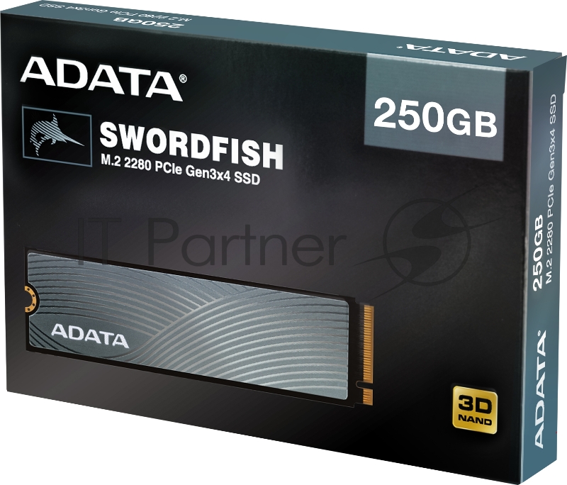 M.2 2280 250GB ADATA SWORDFISH Client SSD ASWORDFISH-250G-C PCIe Gen3x4 with NVMe, 1800/900, IOPS 100/130K, MTBF 1.8M, 3D TLC, 120TBW, 0.263DWPD, RTL