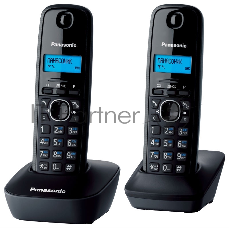 Радиотелефон Panasonic KX-TG1612RUH, DECT, с опред.номера, доп.трубка, черно-серый