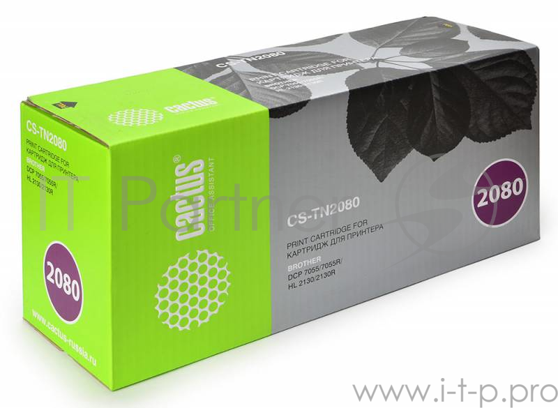 Расходные материалы Cactus TN-2080 Тонер-картридж CACTUS (CS-TN2080) для Brother HL-2130R/DCP-7055R, 700 стр.