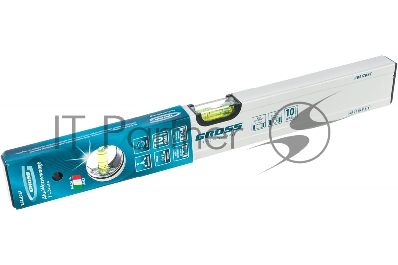 Уровень алюминиевый, 400 мм фрезерованный, 2 глазка, магнитный GROSS 33670