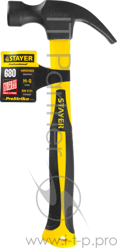 Молоток-гвоздодер с фибергласовой рукояткой STAYER Fiberglass 680 г 2026_z01