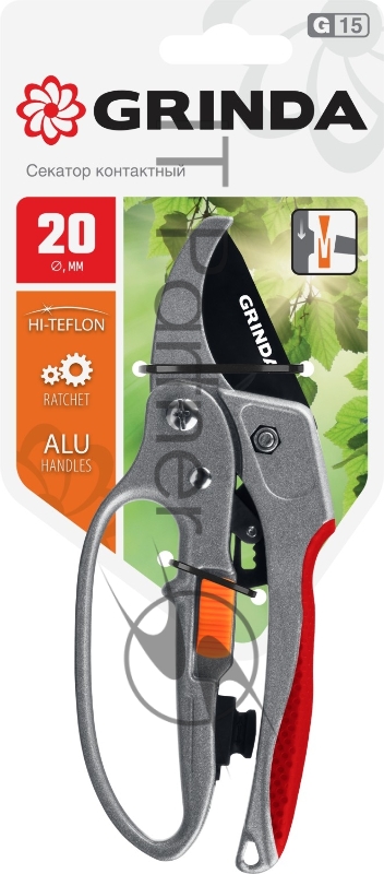 Секатор Grinda G-15 с алюминиевыми рукоятками с эфесом контактный 200 мм 8-423034_z01