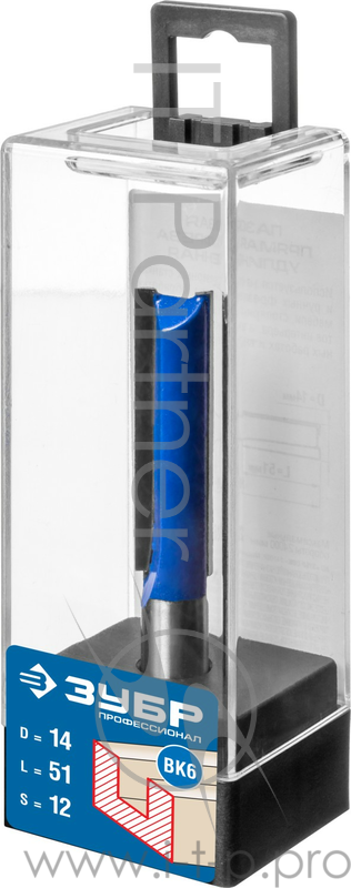 Фреза пазовая прямая удлиненная ПРОФЕССИОНАЛ (14х51х88 мм хвостовик 12 мм) Зубр 28754-14-51