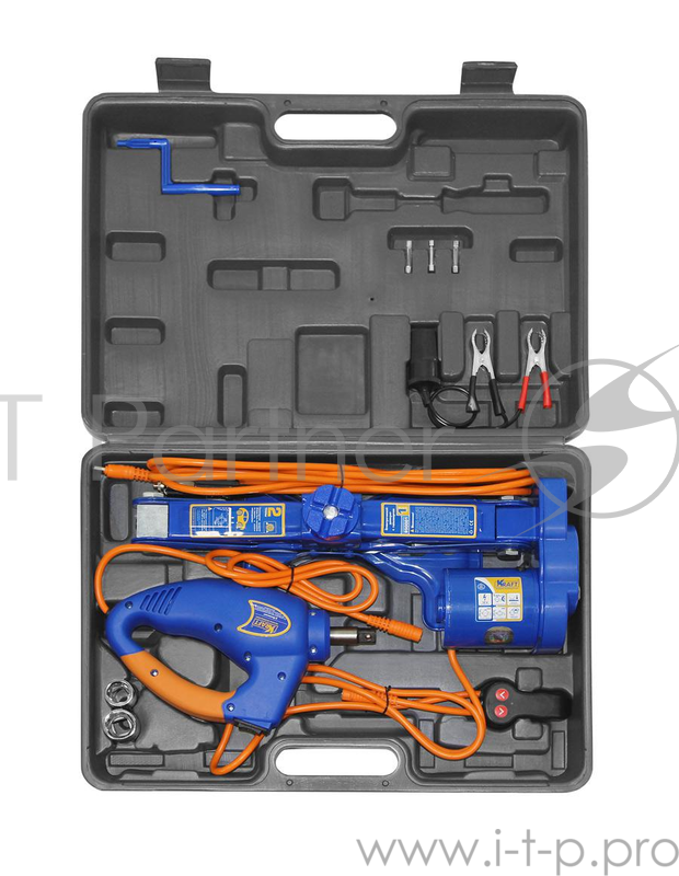 Домкрат KRAFT KT 850001 электрический 2 т. с гайковертом в кейсе