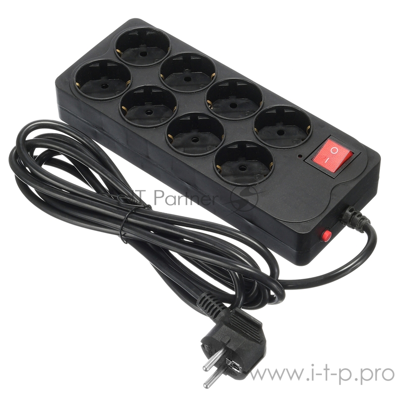 Сетевой фильтр Buro 800SH-3-B 3м (8 розеток) черный (коробка)
