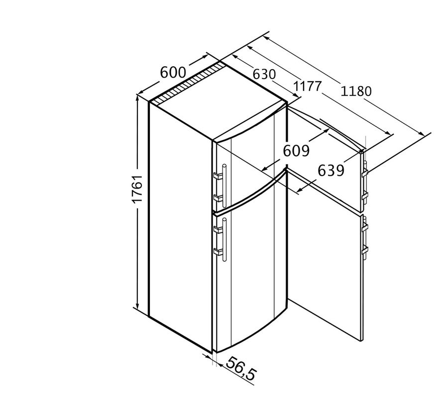 Холодильник LIEBHERR CTSL 3306-23 088 двухкамерный серебристый
