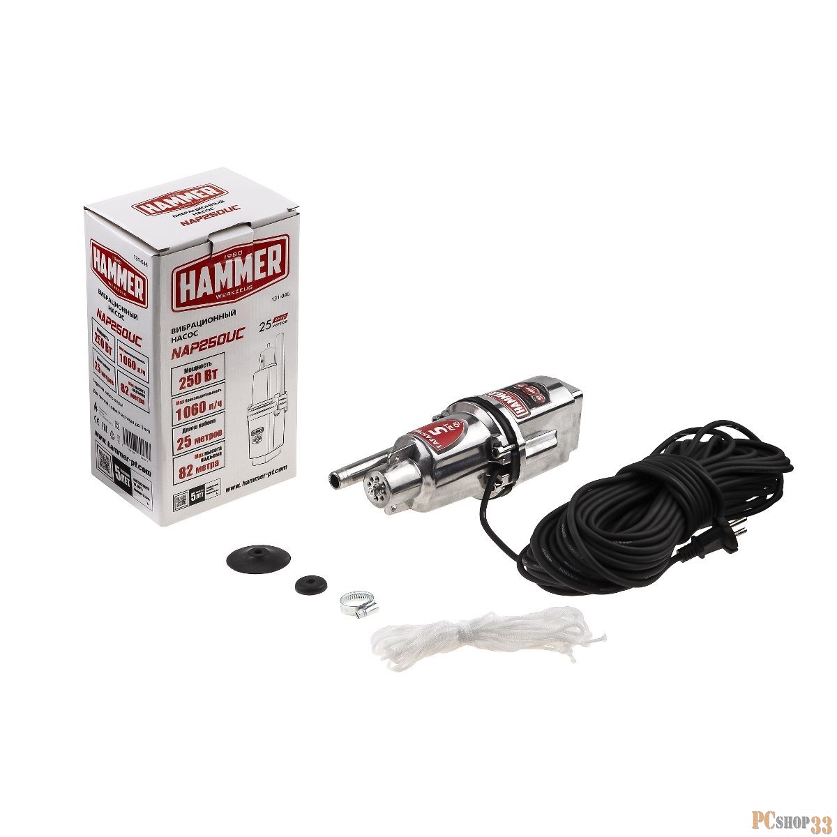 Садовый насос колодезный Hammer NAP250UC(25) 250Вт 1060л/час