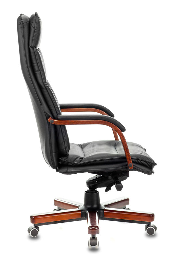 Кресло руководителя Бюрократ T-9927WALNUT/BLACK черный кожа крестовина дерево