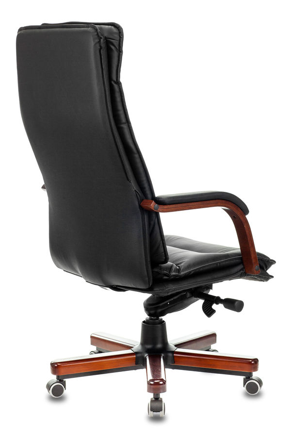 Кресло руководителя Бюрократ T-9927WALNUT/BLACK черный кожа крестовина дерево