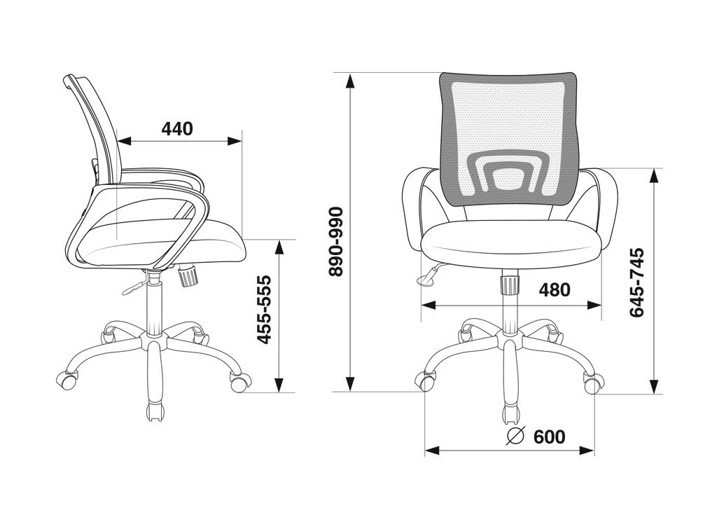 Кресло Бюрократ CH-695N/SL/DG/TW-11 темно-серый TW-04 сиденье черный TW-11 крестовина хром