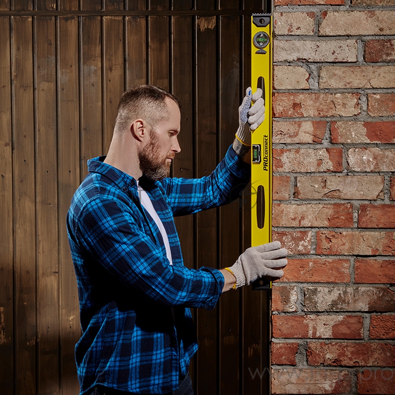 PROconnect (12-9213-4) Уровень алюминиевый «Рельс», 1000 мм, 3 глазка (1 поворотный)